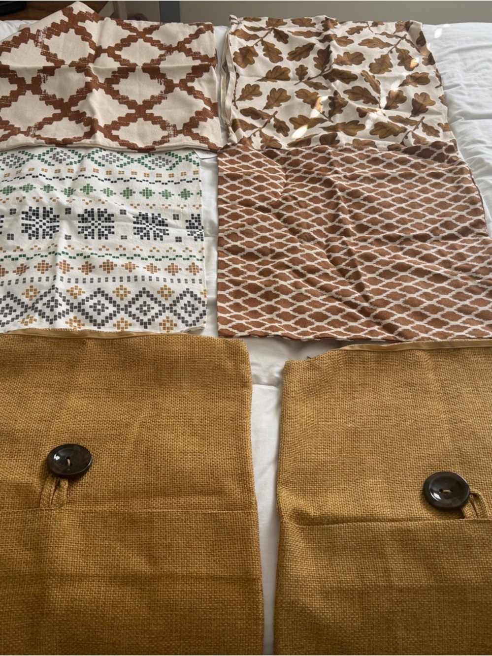 Mixed Pattern Pillow Covers - Warm Earth Tones